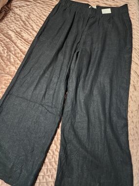 Abercrombie & Fitch Black Relaxed Elastic-Waist Wide Leg Pants